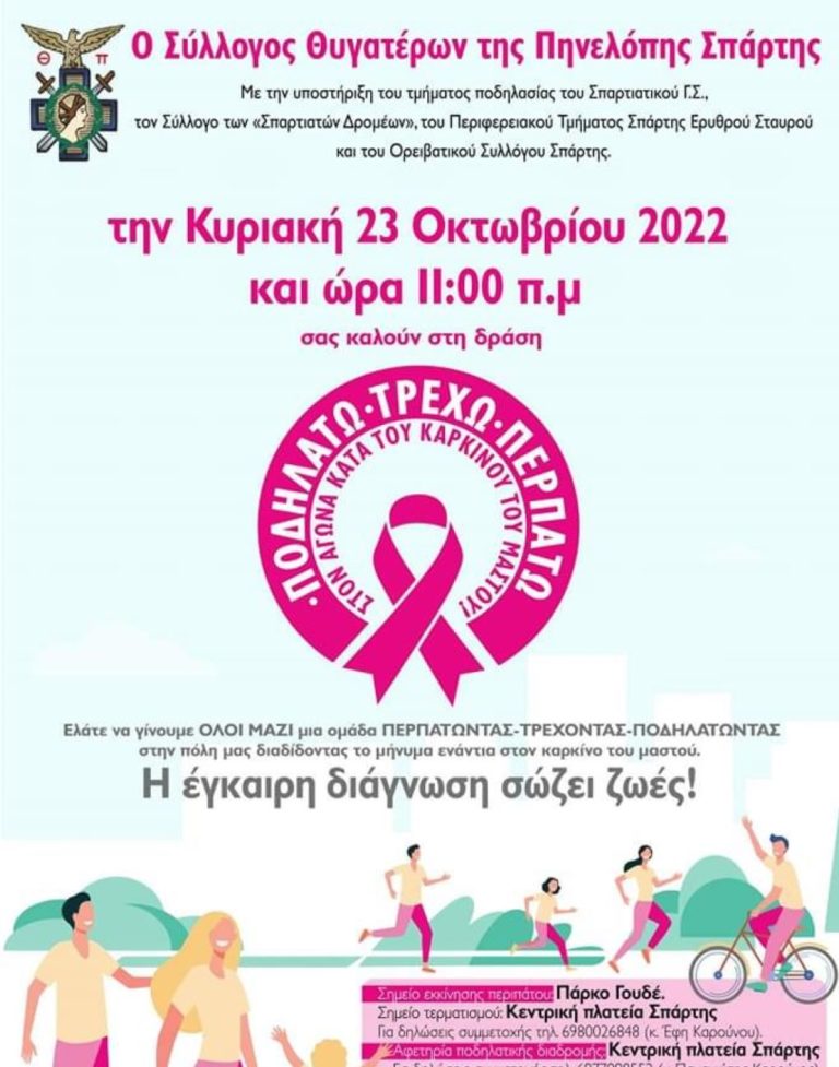 Δράση στη Σπάρτη για διάδοση μηνύματος ενάντια στον καρκίνο του μαστού